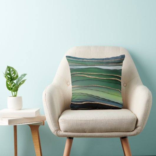 緑エレガント金ゴールドグリッター勾配抽象芸術 クッション (椅子)