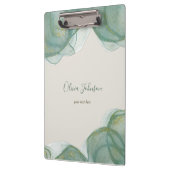 緑エレガント金ゴールドグリッター水彩+ロゴクリップ クリップボード (左)