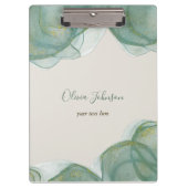 緑エレガント金ゴールドグリッター水色 クリップボード (正面)