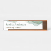 緑エレガント金ゴールドグリッター水色 デスクネームプレート (正面)