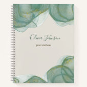 緑エレガント金ゴールドグリッター水色 ノートブック (正面)