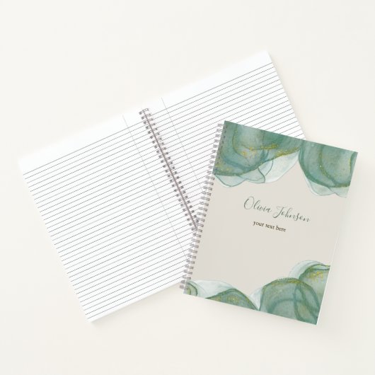 緑エレガント金ゴールドグリッター水色 ノートブック (内部)