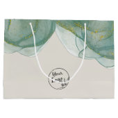 緑エレガント金ゴールドグリッター水色 ラージペーパーバッグ (裏面)