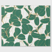 緑エレガント金ゴールドゴム植物葉デザイン ラッピングペーパー (フラット)