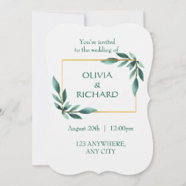 緑エレガント金ゴールドフレームミニマル招待状 招待状