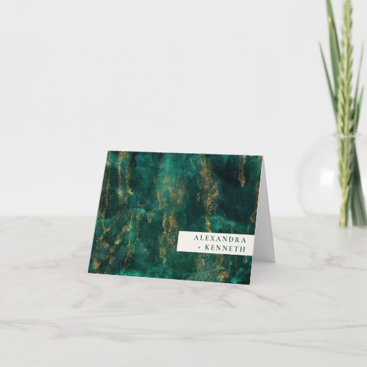 緑エレガント金ゴールド水の色パーソナライズされた名 サンキューカード (正面)
