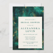 緑エレガント金ゴールド水彩ブライダルシャワー 招待状 (正面)