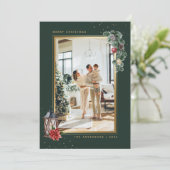 緑エレガント金ゴールド水彩写真クリスマス シーズンカード (スタンド正面)