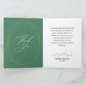 緑エレガント金ゴールド線ユーカリ結婚プタス サンキューカード (内部)