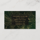 緑エレガント金ゴールド花植物学 名刺 (裏面)