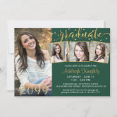 緑エレガント金ゴールド4写真紙吹雪研究科 招待状 (正面)