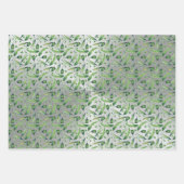 緑エレガント銀水色フローラ ラッピングペーパーシート (正面3)