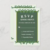 緑エレガント離れ式RSVPカード 招待状 (正面/裏面)