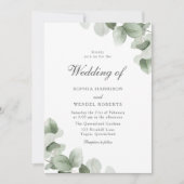 緑エレガント離れ水の色モダン結婚の 招待状 (正面)