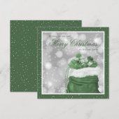 緑エレガント雪メリークリスマスホリデーカード シーズンカード (正面/裏面)