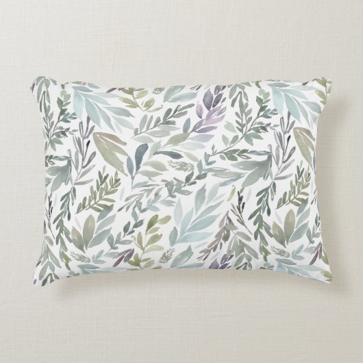 緑エレガント青の植物色 アクセントクッション (正面)