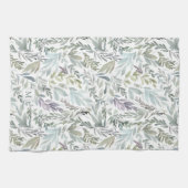 緑エレガント青の植物色 キッチンタオル (横)