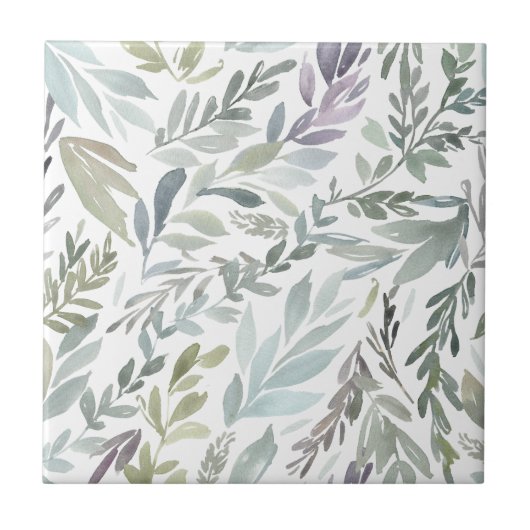 緑エレガント青の植物色 タイル (正面)