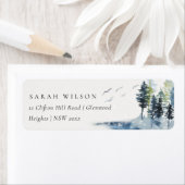 緑エレガント青松の森の鳥のアドレス ラベル (インサイチュ)