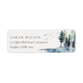 緑エレガント青松の森の鳥のアドレス ラベル (正面)