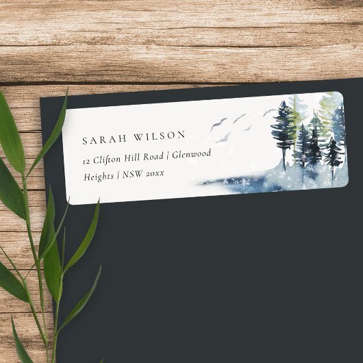 緑エレガント青松の森の鳥のアドレス ラベル
