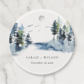 緑エレガント青松の森の鳥の結婚数 フェイバータグ (正面)