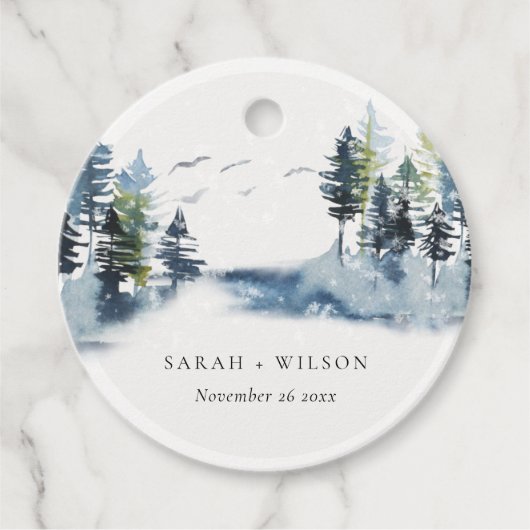 緑エレガント青松の森の鳥の結婚数 フェイバータグ (正面)