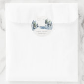 緑エレガント青松の森の鳥の結婚数 ラウンドシール (バッグ)