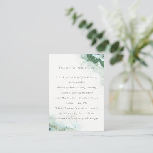 緑エレガント青瑪瑙ウォーターカラージュエリー気に 名刺 (スタンド正面)