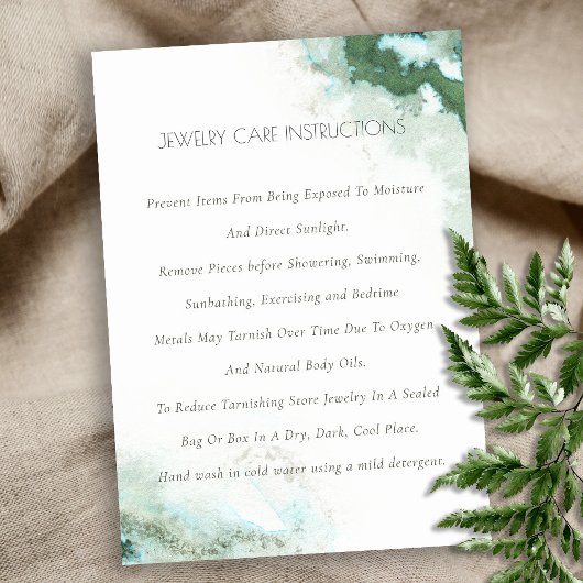 緑エレガント青瑪瑙ウォーターカラージュエリー気に 名刺