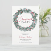 緑エレガント青赤フローラクリスマスリース 招待状 (スタンド正面)