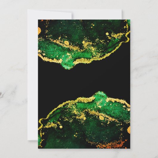 緑エレガント青銅金ゴールド結婚ズ 招待状 (裏面)