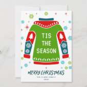 緑エレガント非カラフル写真クリスマスセーター シーズンカード (正面)