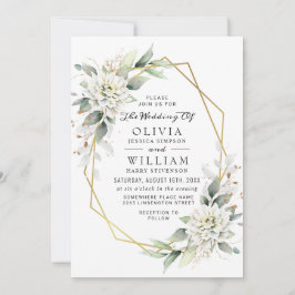 緑エレガント黄金の水の色の緑結婚の 招待状