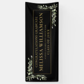 緑エレガント黒と金ゴールド卒業 横断幕 (縦)