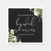 緑エレガント黒白ブライダルシャワー スタンダードカクテルナプキン (正面)