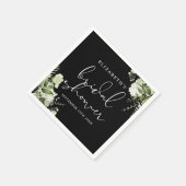 緑エレガント黒白ブライダルシャワー スタンダードカクテルナプキン (角)