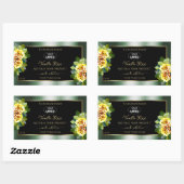 緑エレガント黒製品ラベル黄色バラのロゴ 長方形シール (シート)