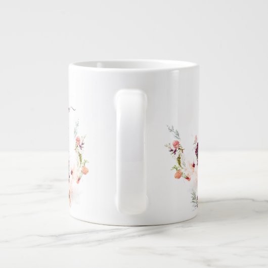 緑エレガント、オレンジ、赤、ワイン赤の赤のシャワー ジャンボコーヒーマグカップ (裏面)