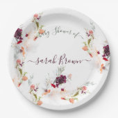 緑エレガント、オレンジ、赤、ワイン赤の赤のシャワー ペーパープレート (正面)