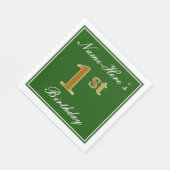 緑エレガント、フェイク金ゴールド1歳、名前をカスタムする スタンダードランチョンナプキン (角)