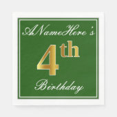 緑エレガント、フェイク金ゴールド4歳、名前をカスタムする スタンダードランチョンナプキン (正面)