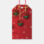 緑エレガント、赤、金ゴールドクリスマス ギフトタグ (裏面)