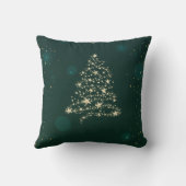 緑エレガント、金ゴールドフェイククリスマスツリー、雪片 クッション (裏面)