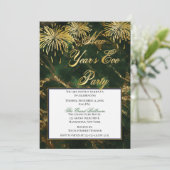 緑エレガント|金ゴールド大理石新年イブパーティー 招待状 (スタンド正面)