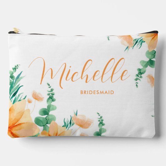 緑オエレガントレンジ素朴ワイルドフラワーズ アクセサリーポーチ (正面)