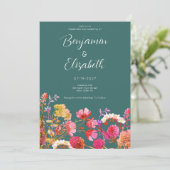 緑オレンジピンクイエロー夏結婚の夏 招待状 (スタンド正面)