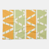 緑オレンジ三角ストライプ柄 キッチンタオル (横)