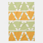緑オレンジ三角ストライプ柄 キッチンタオル (縦)