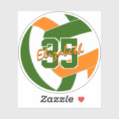 緑オレンジ色のバレーボールチームカラー シール (シート)